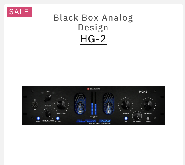 Plugin Alliance Plugin Alliance - Black Box HG-2 No Transfer Fee